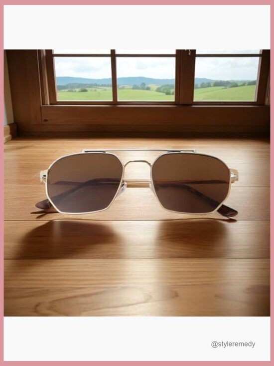 Retro Aviator Sunglasses, Lightweight Metal Frame, UV400 Protection main image 6